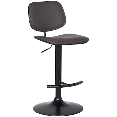 Adjustable Gray Faux Leather Swivel Barstool