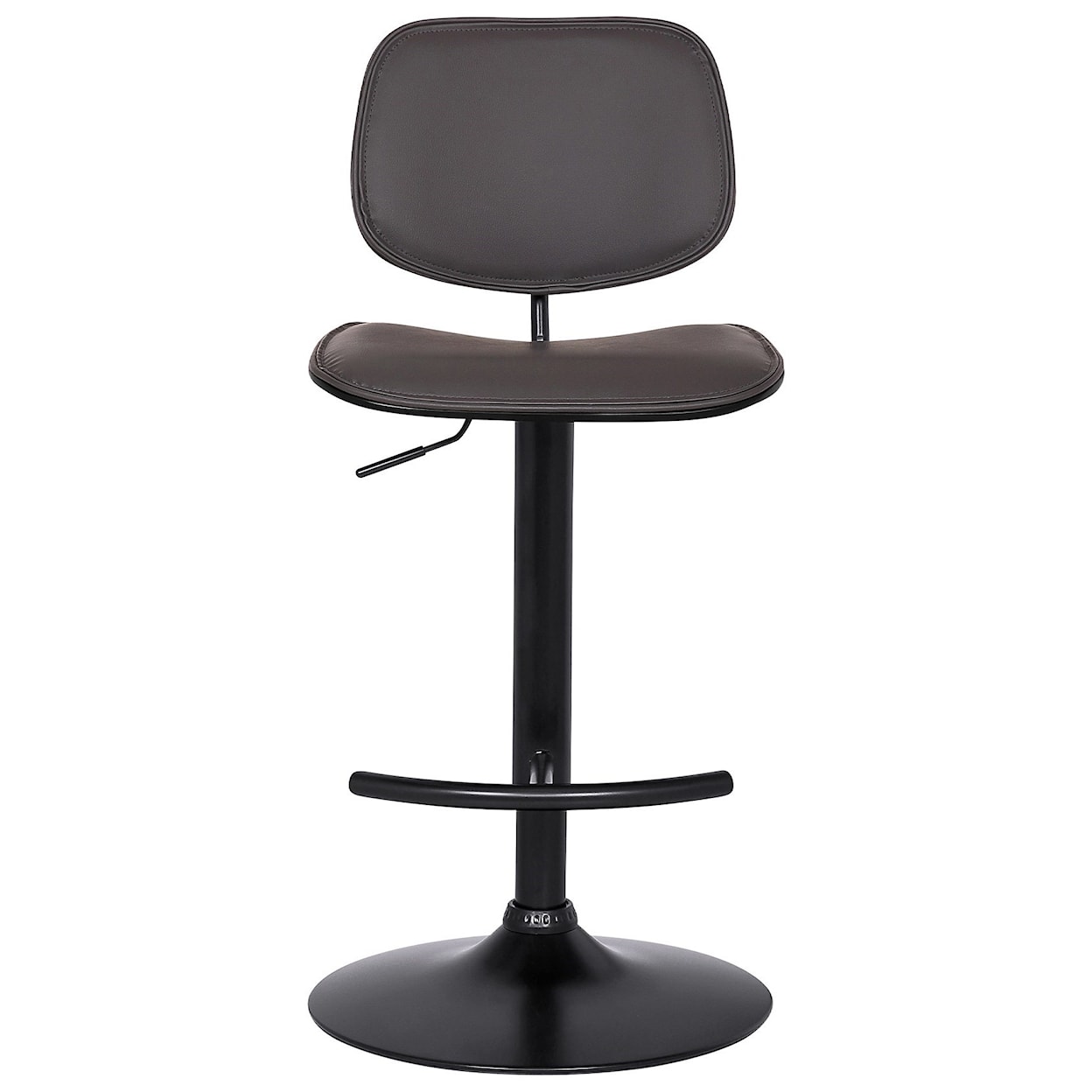 Armen Living Nancy Adjustable Gray Faux Leather Swivel Barstool