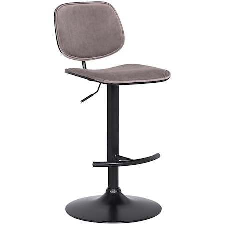 Adjustable Gray Velvet Swivel Barstool