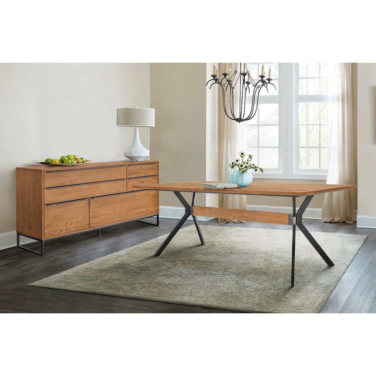 Armen Living Nevada- 2-Piece Dining Table and Sideboard Set