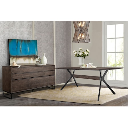 2-Piece Dining Table and Sideboard Set