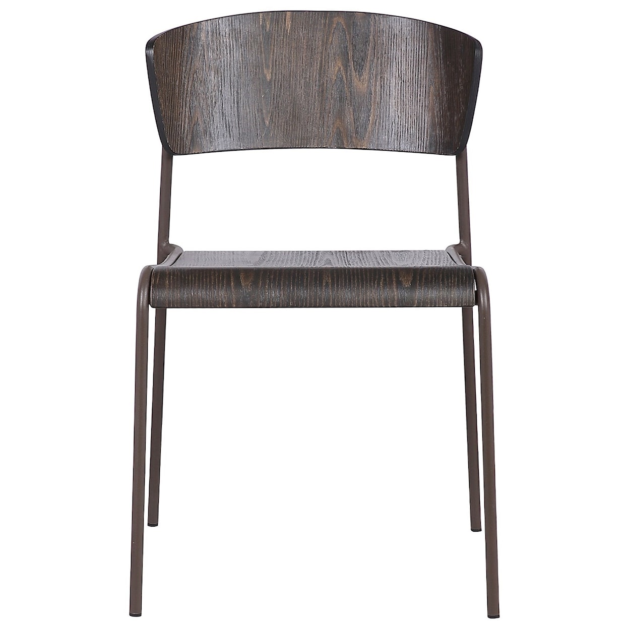 Armen Living Nick Walnut and Metal Open Back Dining Chair Set