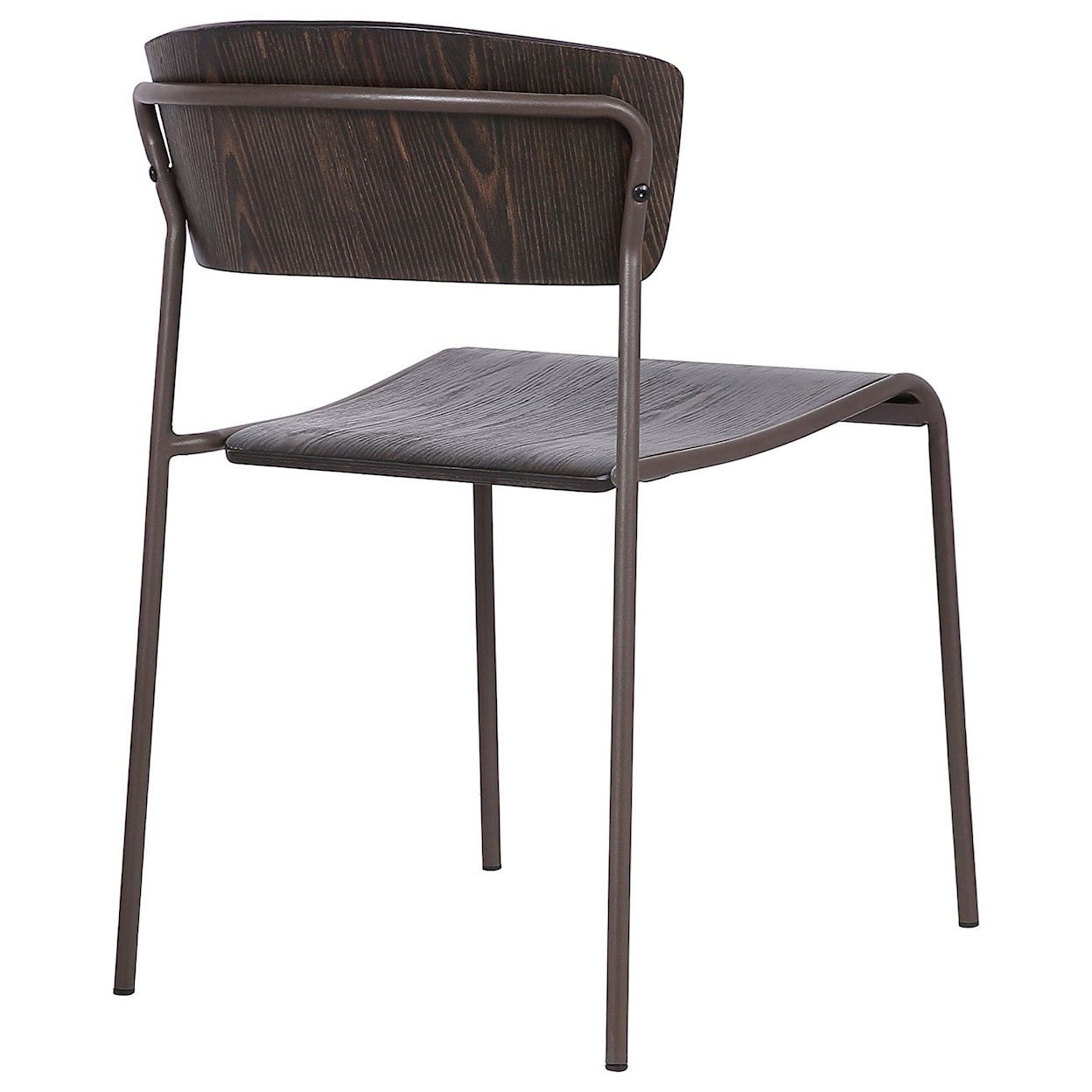 Armen Living Nick Walnut and Metal Open Back Dining Chair Set