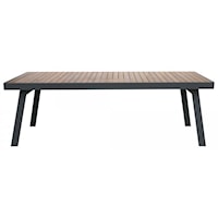 Outdoor Patio Dining Table in Charcoal Finish with Teak Wood Top