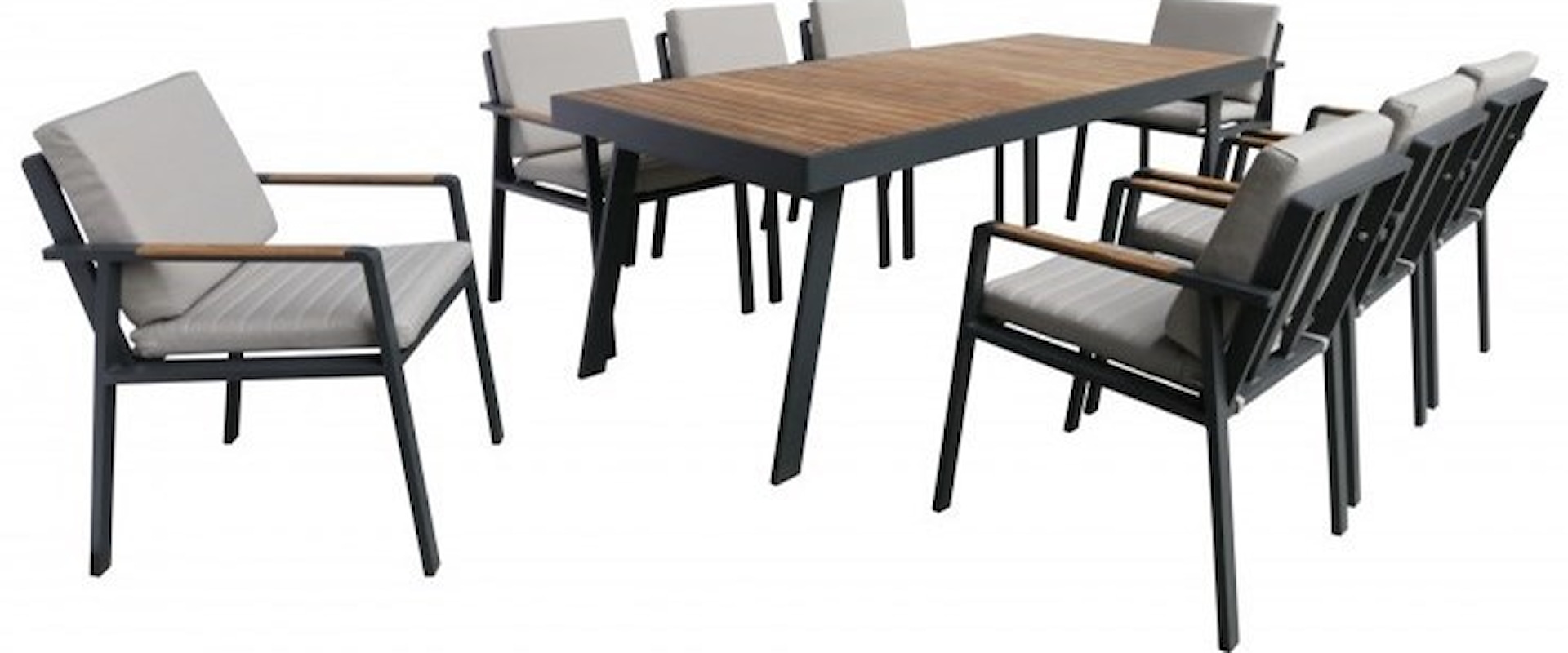 Outdoor Patio Dining Set in Charcoal Finish with Taupe Cushions