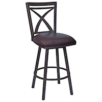 30" Swivel Metal Bar Stool in Auburn Bay finish with Brown Faux Leather Seat