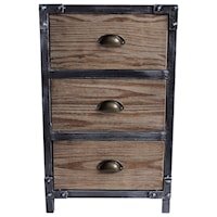 Industrial 3-Drawer End Table in Industrial Grey and Pine Wood