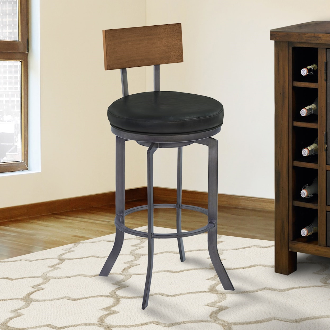 Armen Living Ojai 30" Bar Height Metal Swivel Barstool