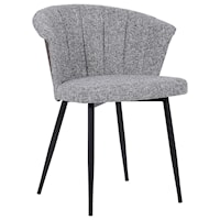 Contemporary Dining Chair in Black Powder Coated Finish with Grey Fabric
