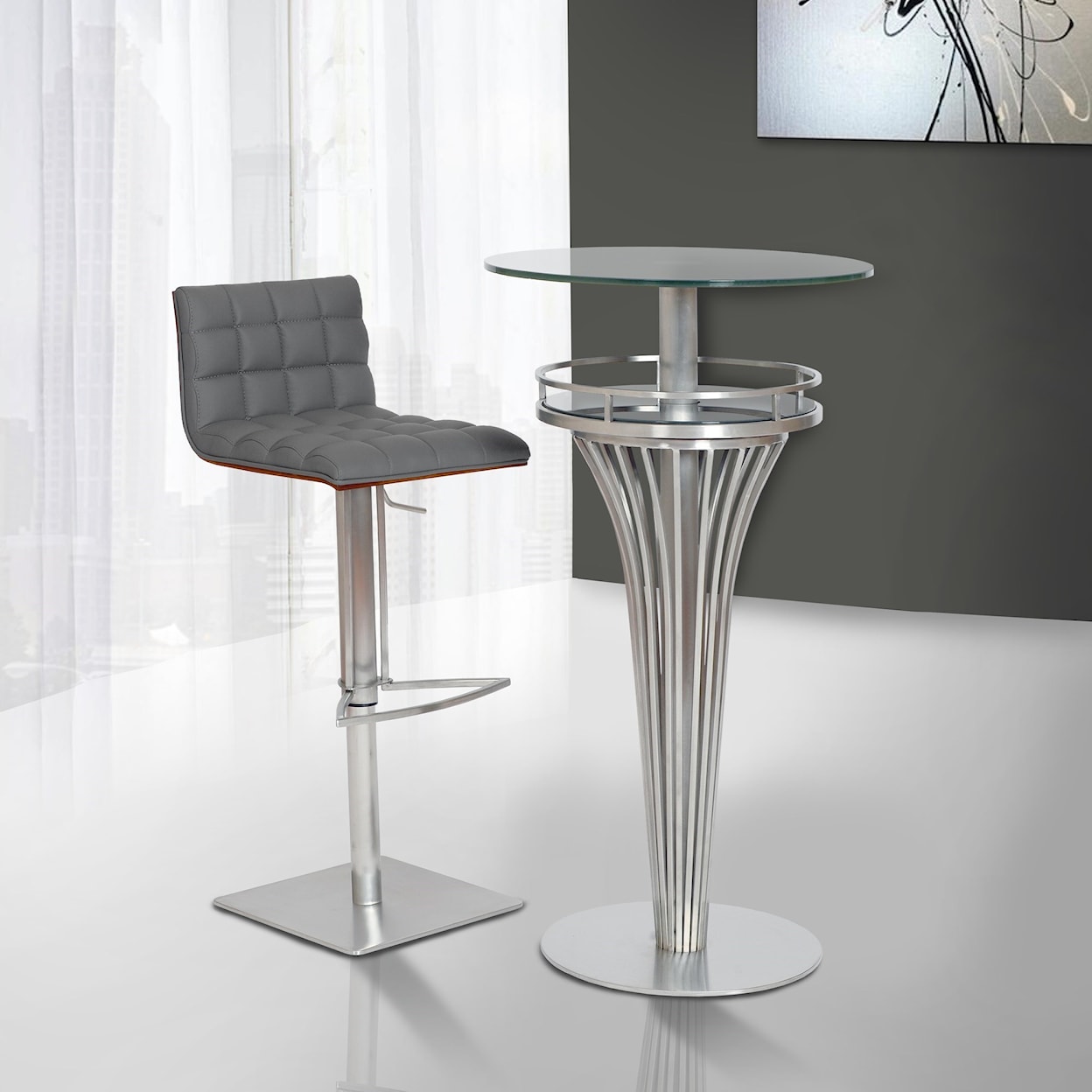 Armen Living Oslo Adjustable Bar Stool