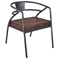 Modern Dining Chair in Industrial Grey Finish and Brown Fabric