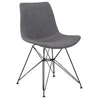 Contemporary Dining Chair in Charcoal Fabric with Black Metal Legs