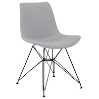 Contemporary Dining Chair in Grey Fabric with Black Metal Legs