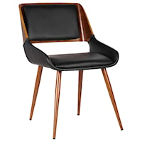 Mid-Century Side Chair in Walnut Finish with Upholstered Seat