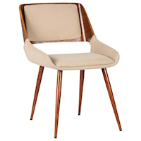 Mid-Century Side Chair in Walnut Finish with Upholstered Seat