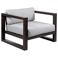 Outdoor Patio Eucalyptus Wood Lounge Chair with Light Gray Fabric