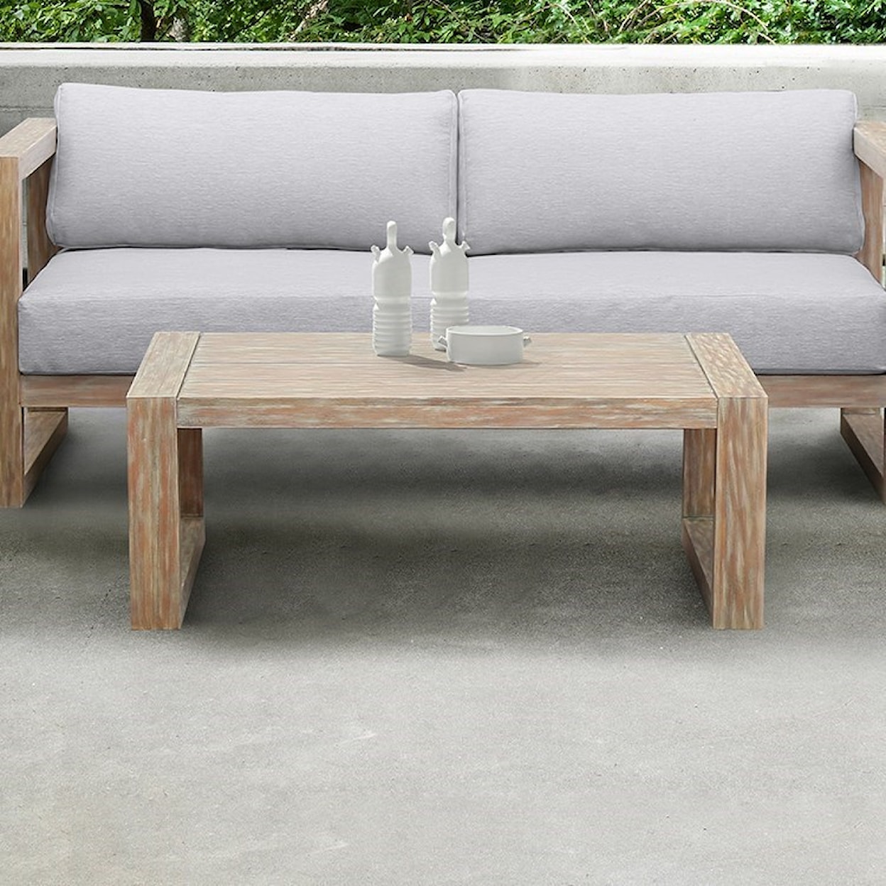 Armen Living Paradise Outdoor Patio Solid Wood Coffee Table