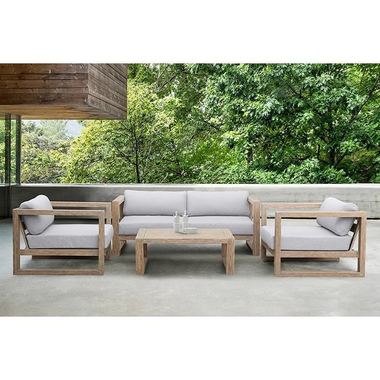 Armen Living Paradise Outdoor Patio Solid Wood Coffee Table