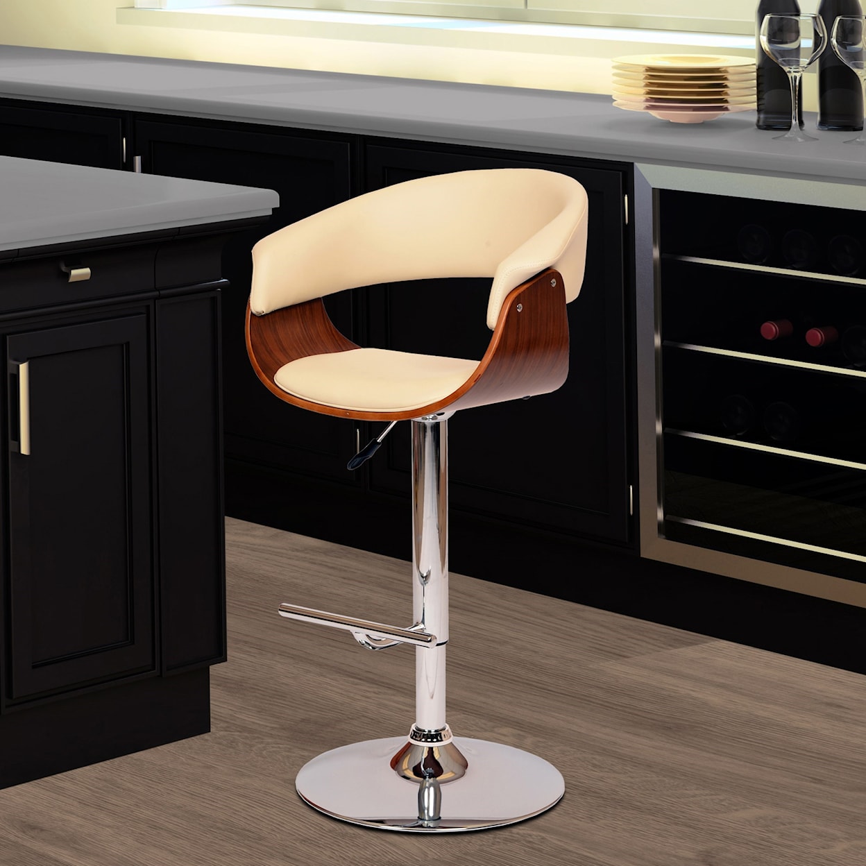 Armen Living Paris Adjustable Swivel Bar Stool