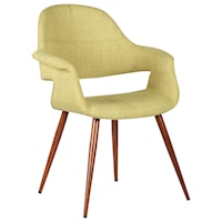 Mid-Century Upholstered Arm Chair with Walnut Finish Legs