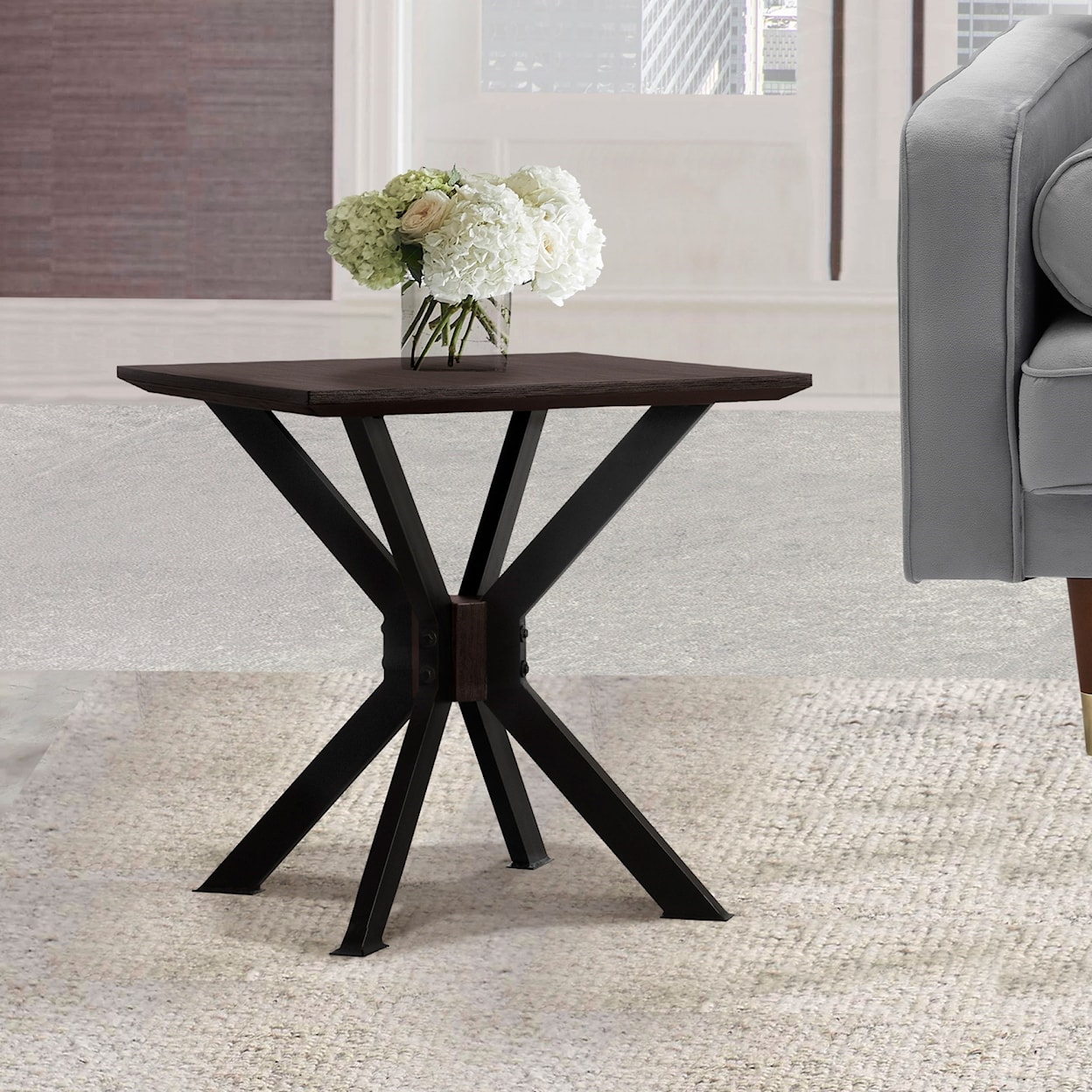 Armen Living Pirate- Acacia Modern End Table