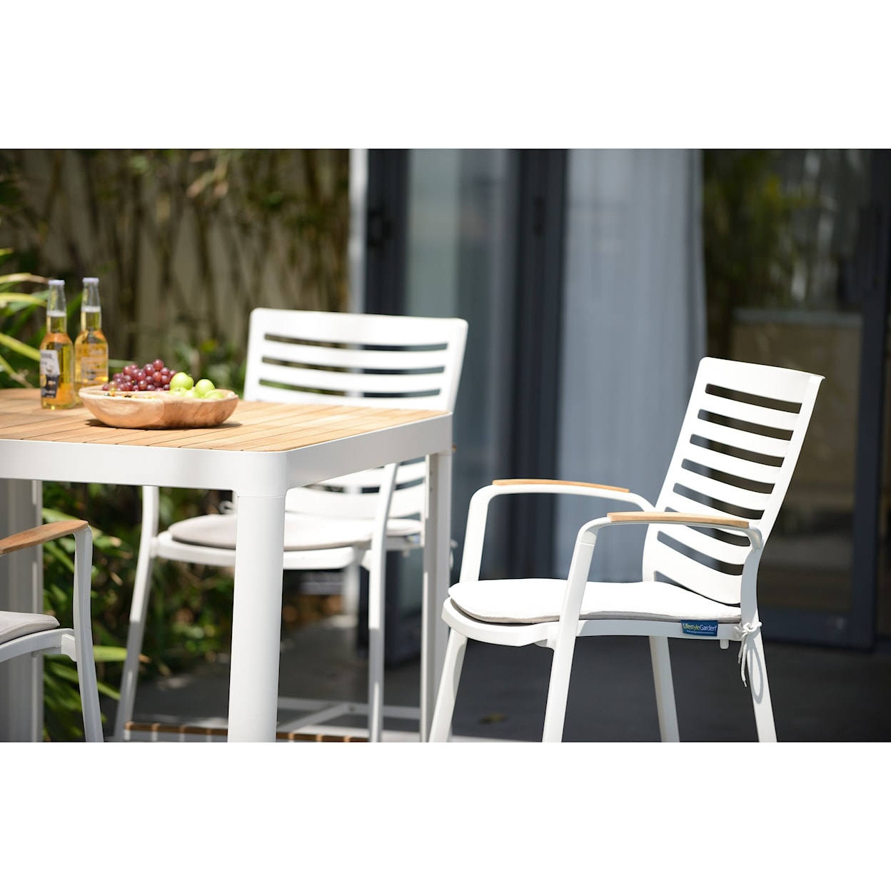 Armen Living Portals- Outdoor Patio Aluminum Barstool