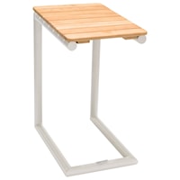 Contemporary Outdoor C-Shape Side Table with Natural Teak Wood Top