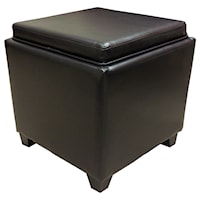 Contemporary Lift Top Storage Ottoman With Tray