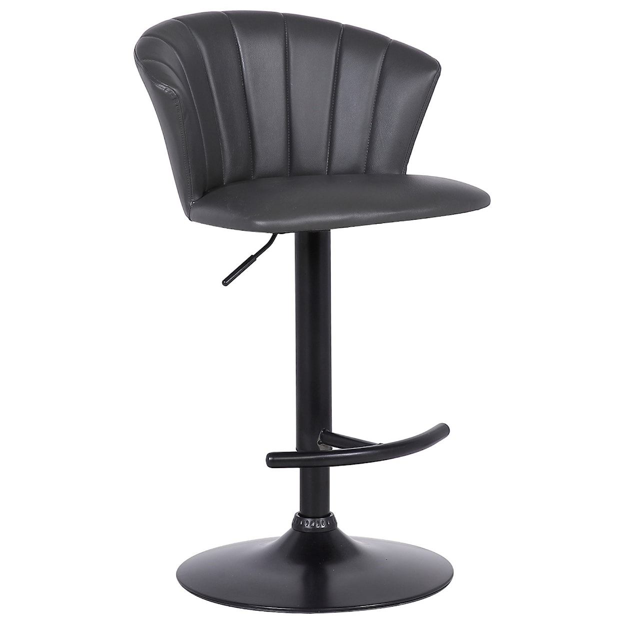 Armen Living Raquel Adj. Modern Grey Faux Leather Bar Stool