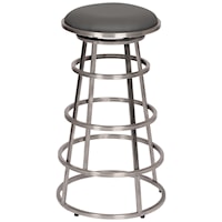 Contemporary 26" Backless Brushed Stainless Steel Barstool with Gray Faux Leather