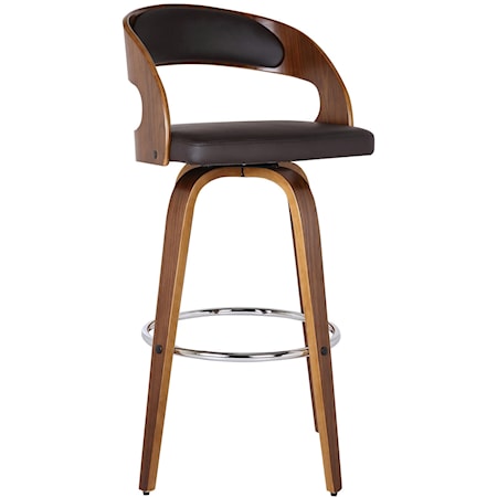 30" Bar Height Barstool in Walnut Finish