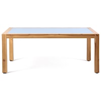 Outdoor Patio Coffee Table in Acacia Wood with Teak Finish and Gray Center Stone