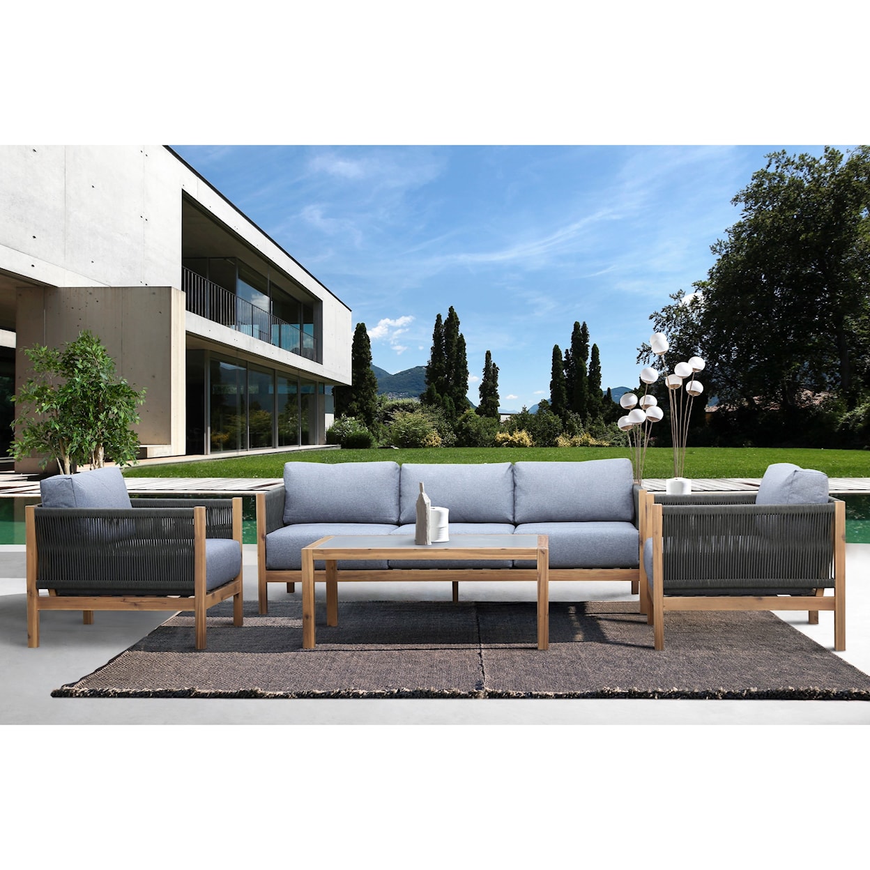 Armen Living Sienna 4-Piece Outdoor Patio Set