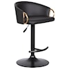 Armen Living Solstice Adj. Black Faux Leather Swivel Barstool