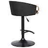 Armen Living Solstice Adj. Black Faux Leather Swivel Barstool