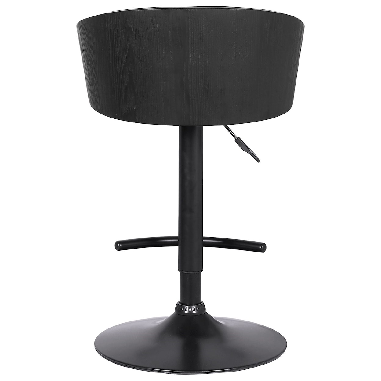 Armen Living Solstice Adj. Black Faux Leather Swivel Barstool