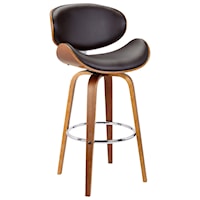 Mid-Century Modern Swivel Bar Stool with Upholstered Seat and Back