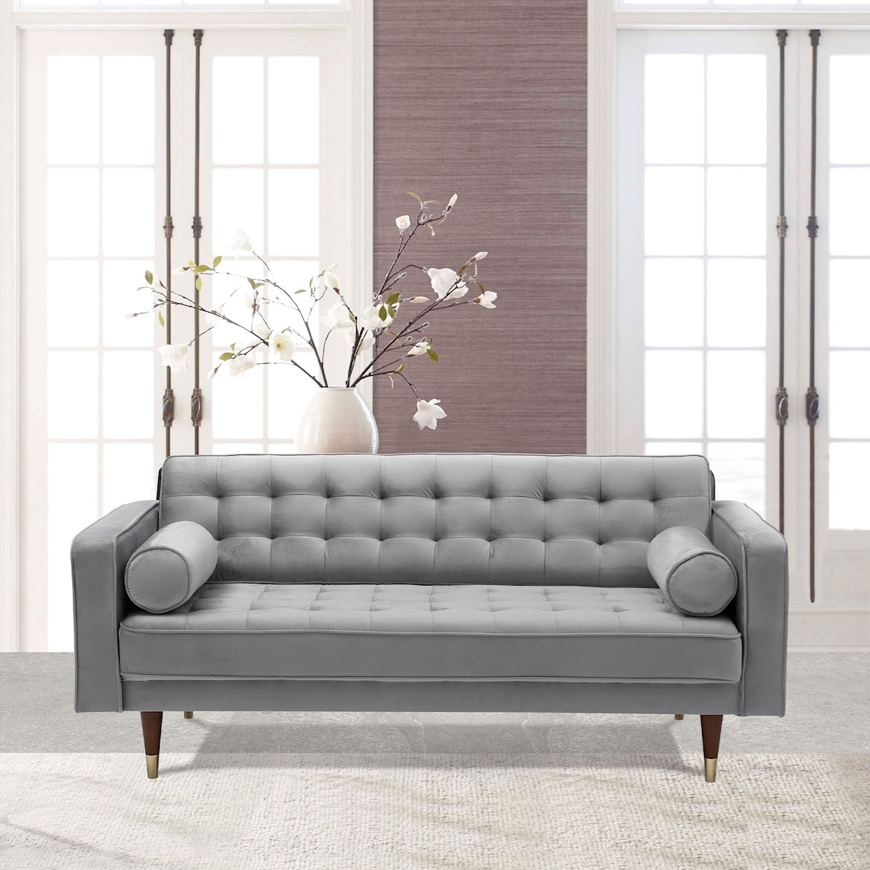 Armen Living Somerset- Velvet Mid Century Modern Loveseat