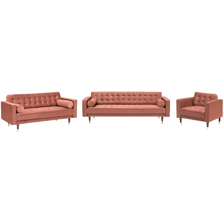 Velvet Mid Century Modern Sofa Set