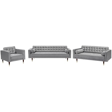 Velvet Mid Century Modern Sofa Set
