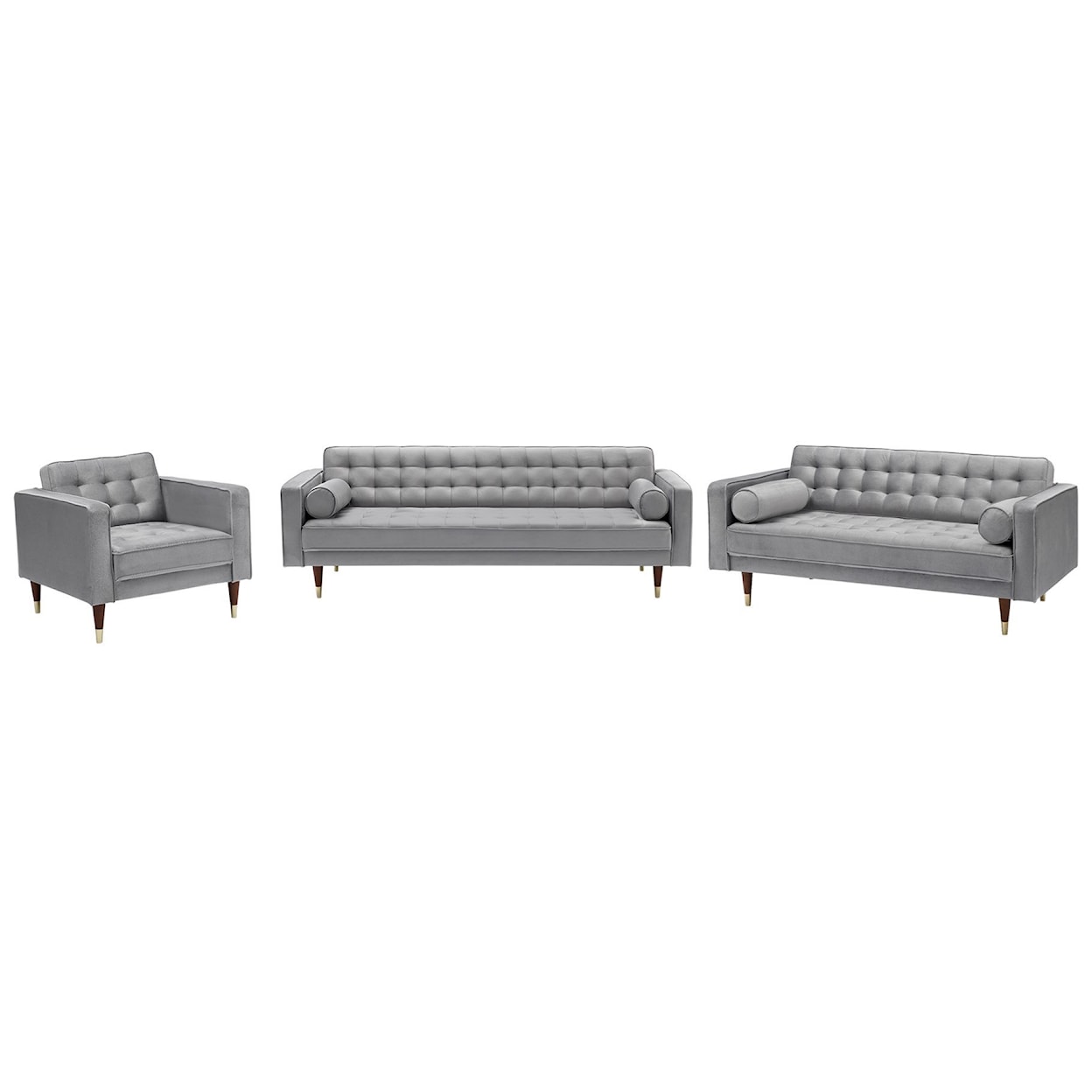 Armen Living Somerset- Velvet Mid Century Modern Sofa Set