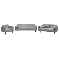 Velvet Mid Century Modern Sofa Set