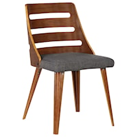 Mid-Century Dining Chair in Walnut Wood with Charcoal Fabric