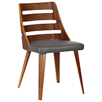 Mid-Century Dining Chair in Walnut Wood with Gray Faux Leather