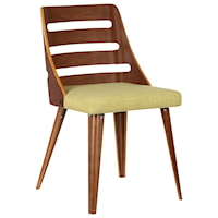 Mid-Century Dining Chair in Walnut Wood with Green Fabric
