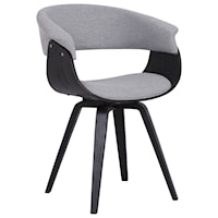 Contemporary Dining Chair in Black Brush Wood Finish with Grey Fabric