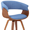 Armen Living Summer Mid-Century Chair in Blue Fabric