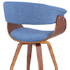 Armen Living Summer Mid-Century Chair in Blue Fabric