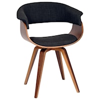 Modern Chair in Charcoal Fabric with Walnut Wood