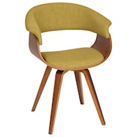 Modern Chair in Green Fabric with Walnut Wood